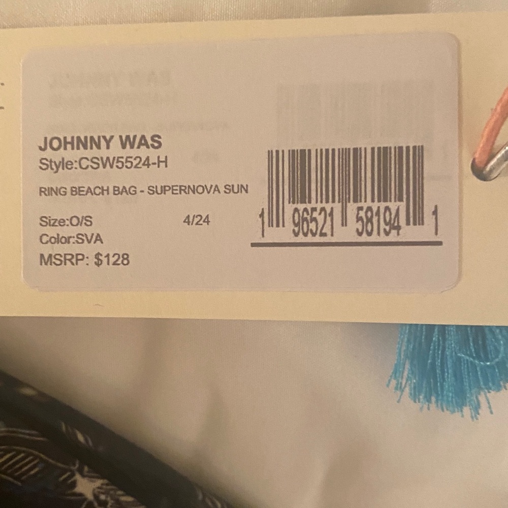 Johnny Was Blue and Gold Beach Bag - Picture 4 of 7